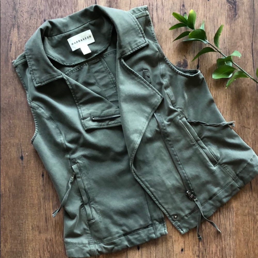 Marrakech Olive Green Moto Vest 🌸💕